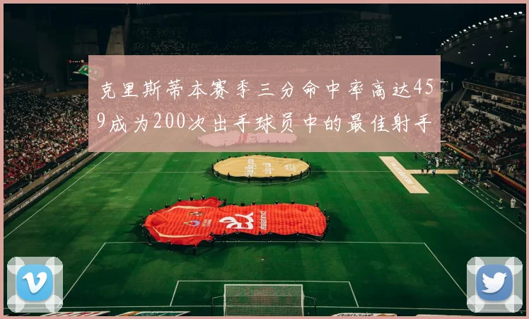 克里斯蒂本赛季三分命中率高达459成为200次出手球员中的最佳射手